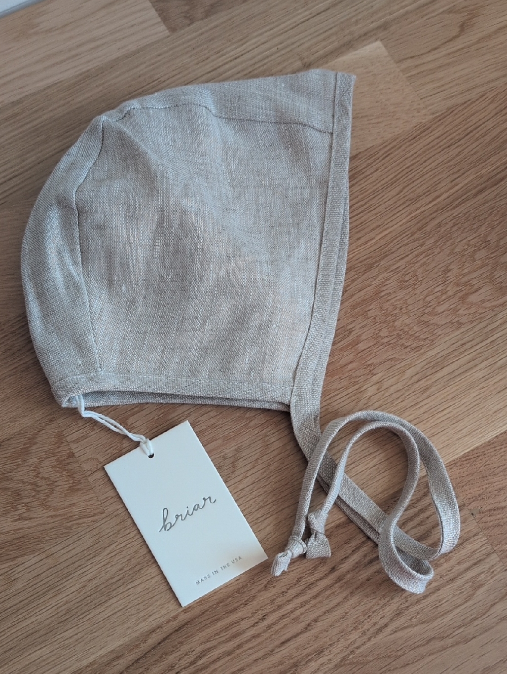 NWT Briar Baby Linen Bonnet in Natural Beige